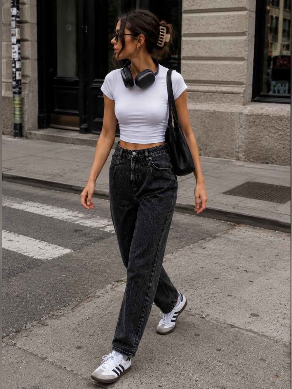 Abercrombie 80s Mom Jeans Ultra High Rise Black Acid Wash Denim 30/10